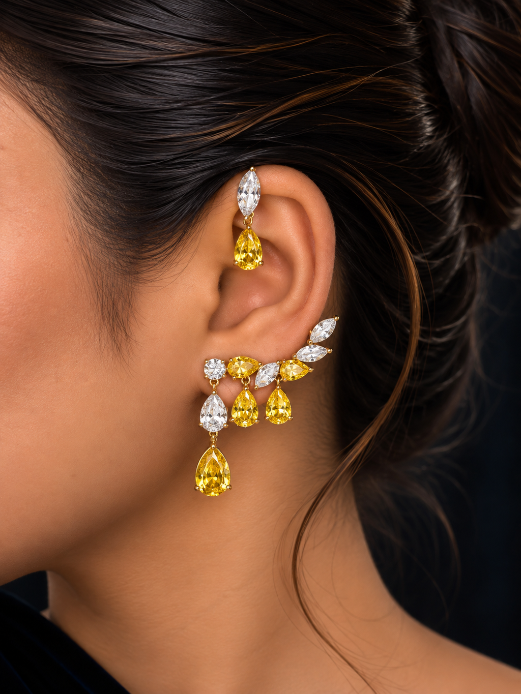 Gold Leaf Teardrop Earcuffs