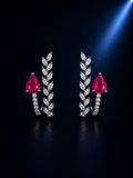 Ruby Leaf Vine Pear-Cut Earrings