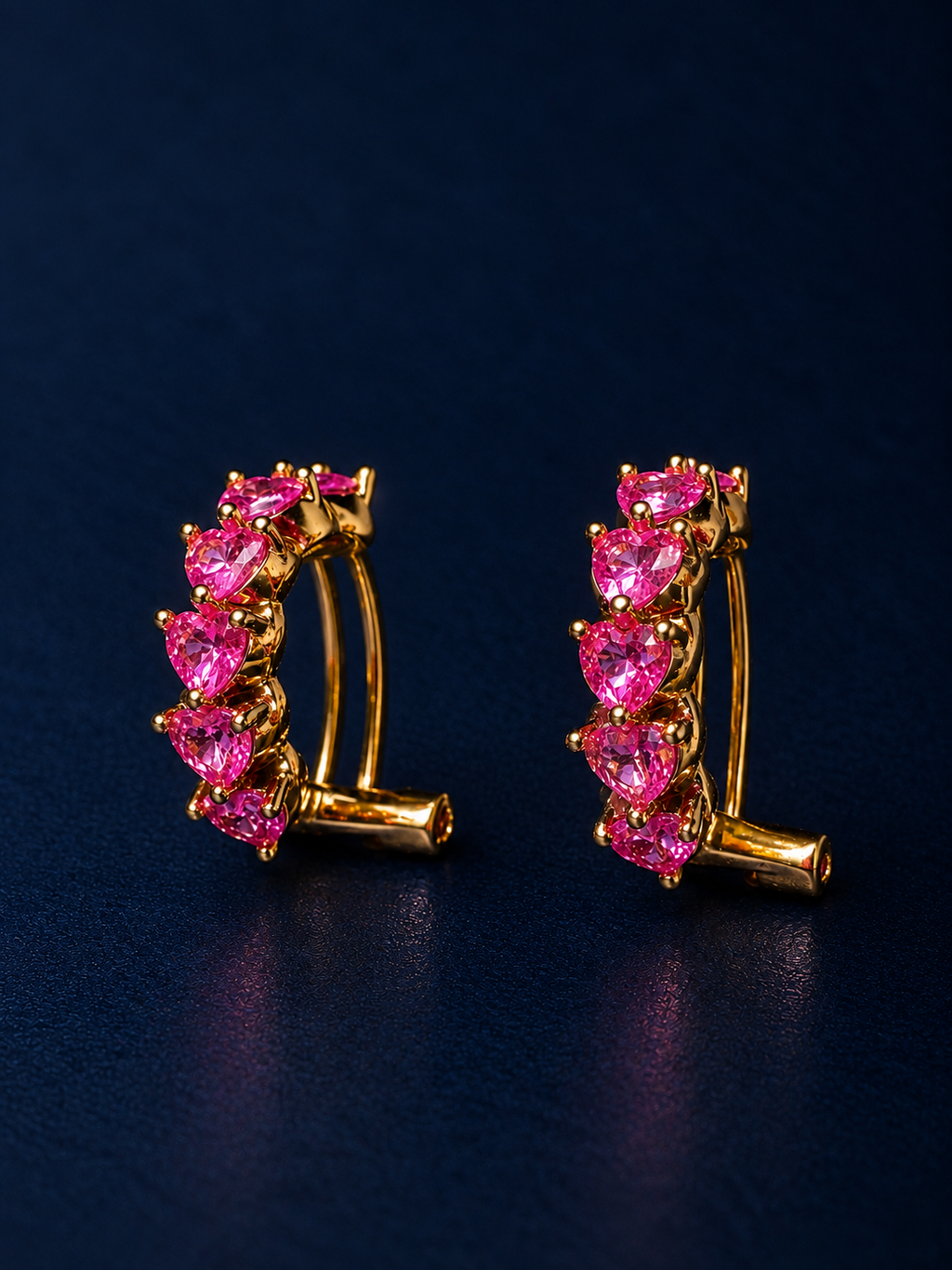 Pink Luxe heart CZ Huggie Hoops