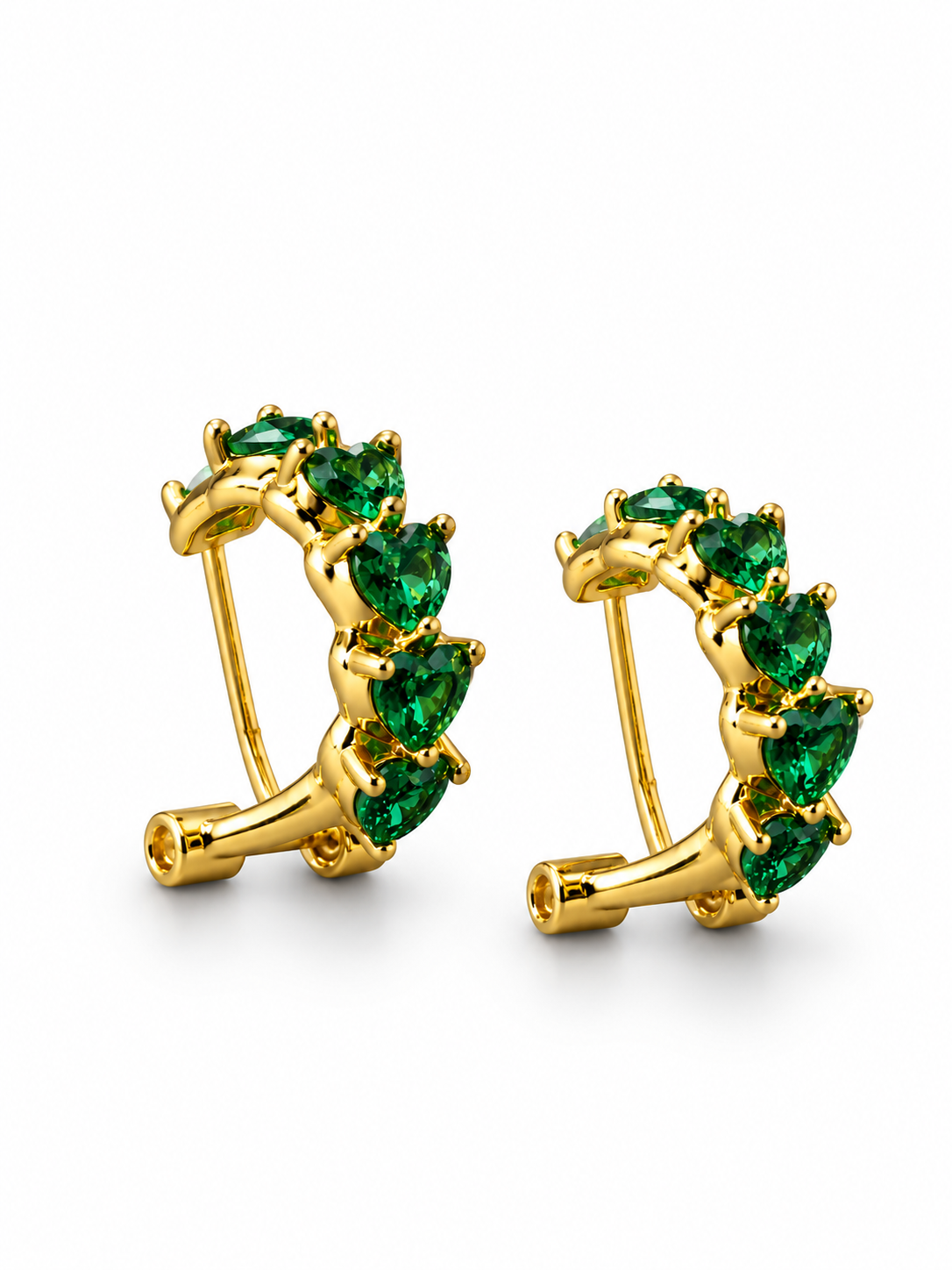 Emerald Green Luxe Heart CZ Huggie Hoops