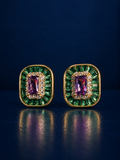 Emerald Cut Baguette Halo Stud Earrings