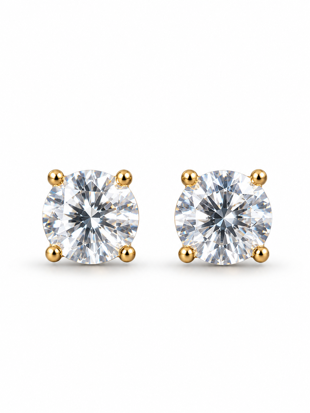 Classic Round Brilliant CZ Stud Earrings