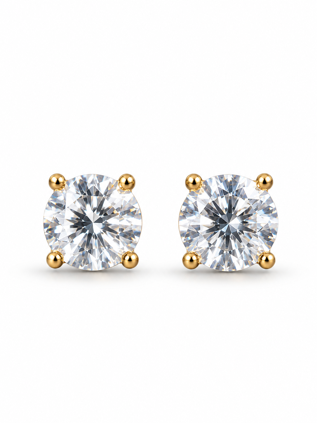 Classic Round Brilliant CZ Stud Earrings