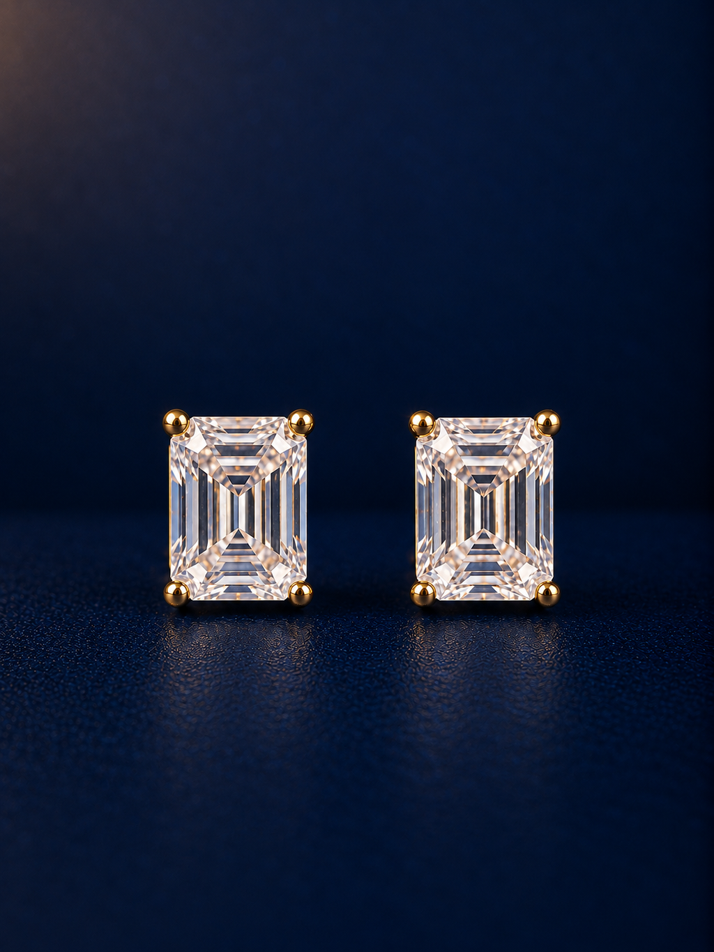 Mini Emerald-Cut Solitaire Stud Earrings