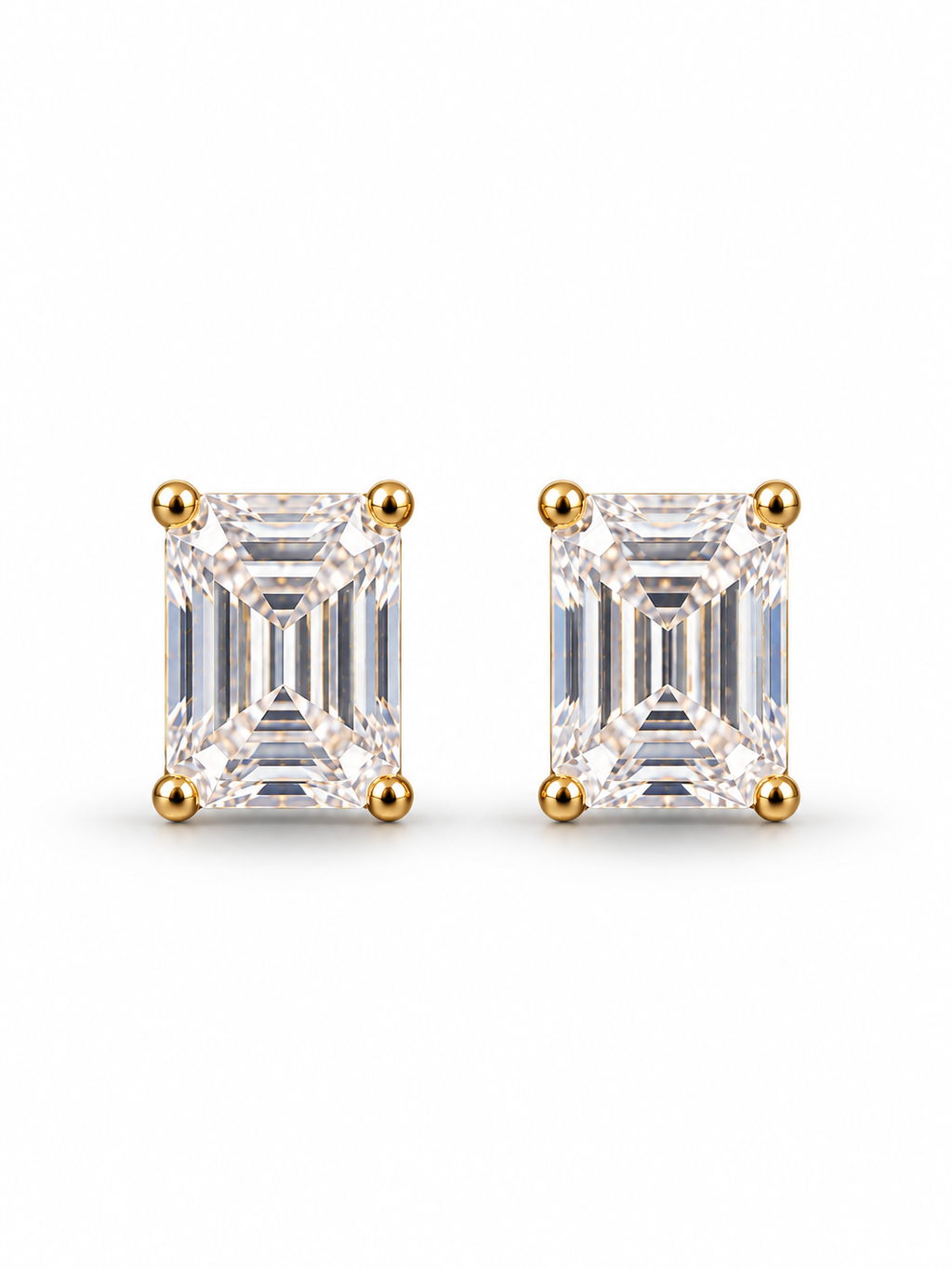 Mini Emerald-Cut Solitaire Stud Earrings