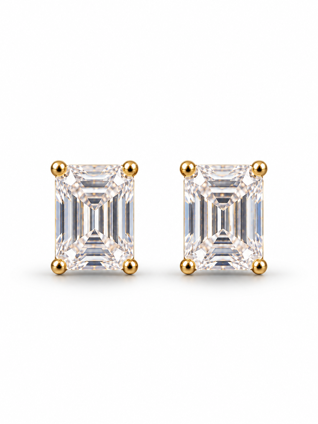 Mini Emerald-Cut Solitaire Stud Earrings