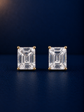 Classic Emerald-Cut CZ Stud Earrings