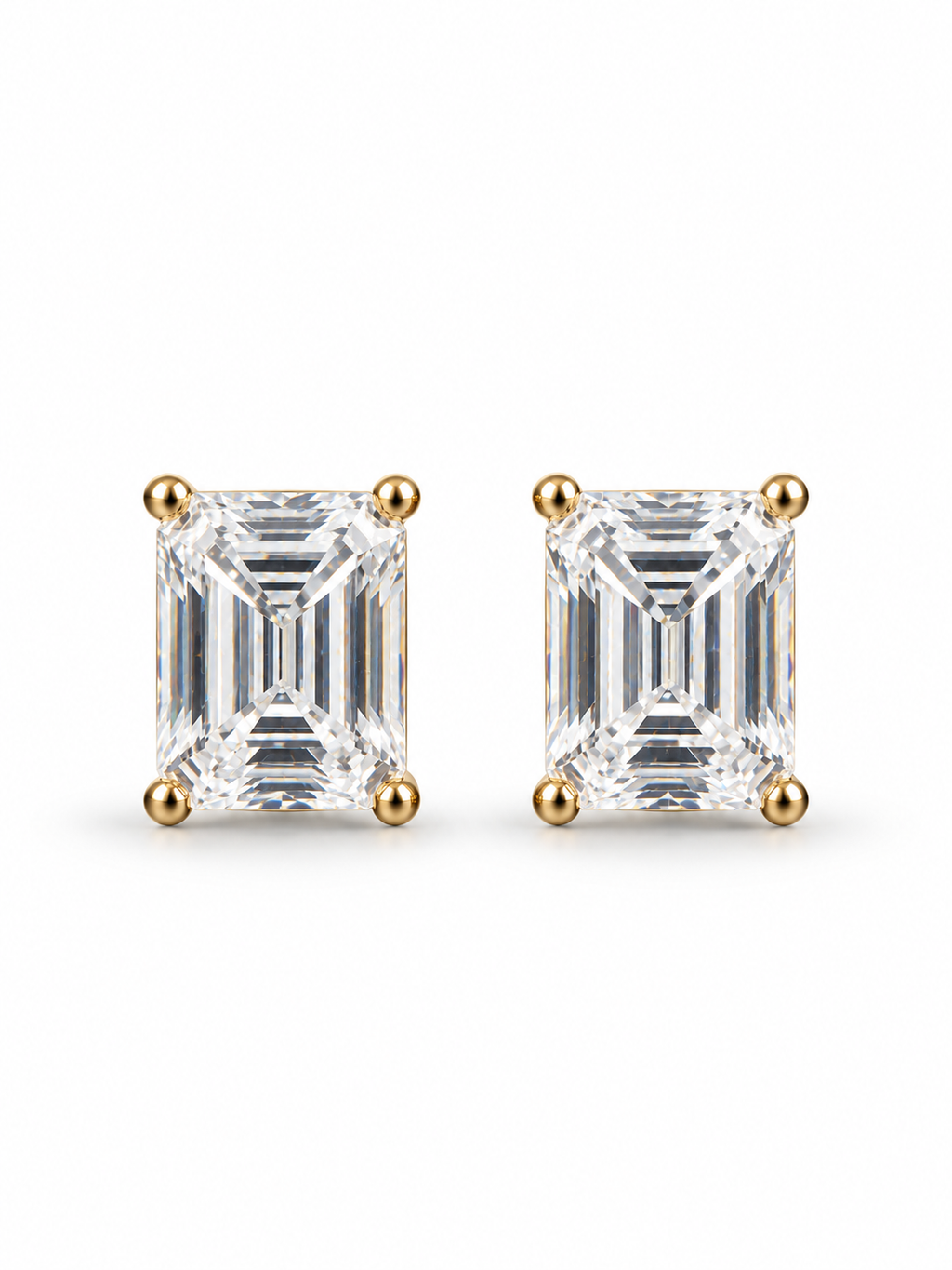 Classic Emerald-Cut CZ Stud Earrings