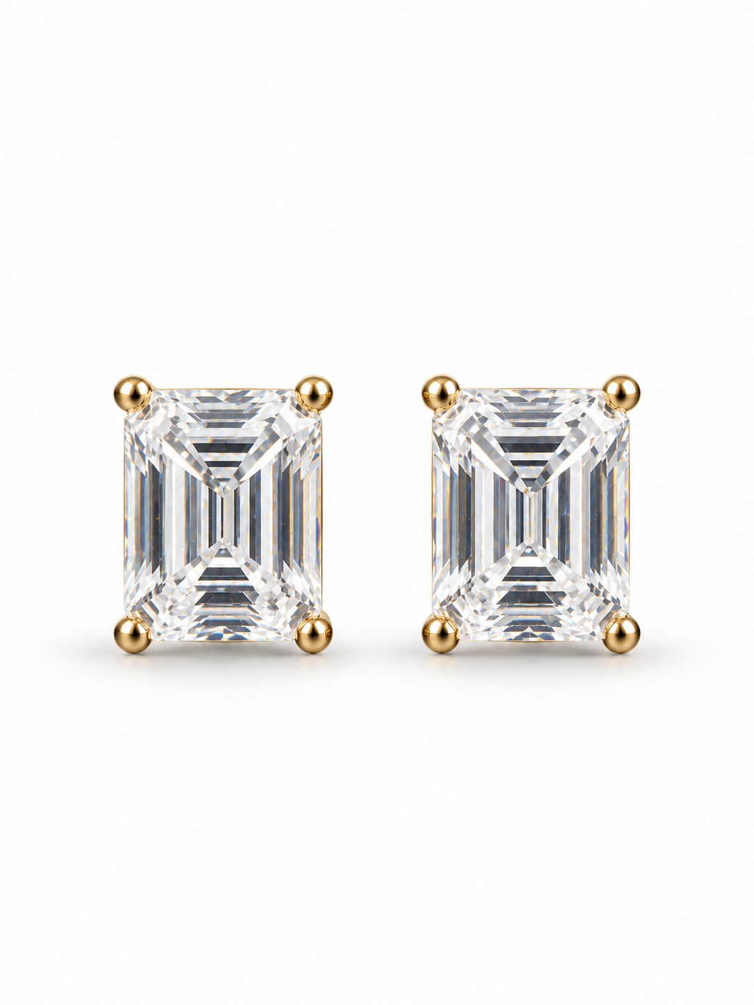 Classic Emerald-Cut CZ Stud Earrings