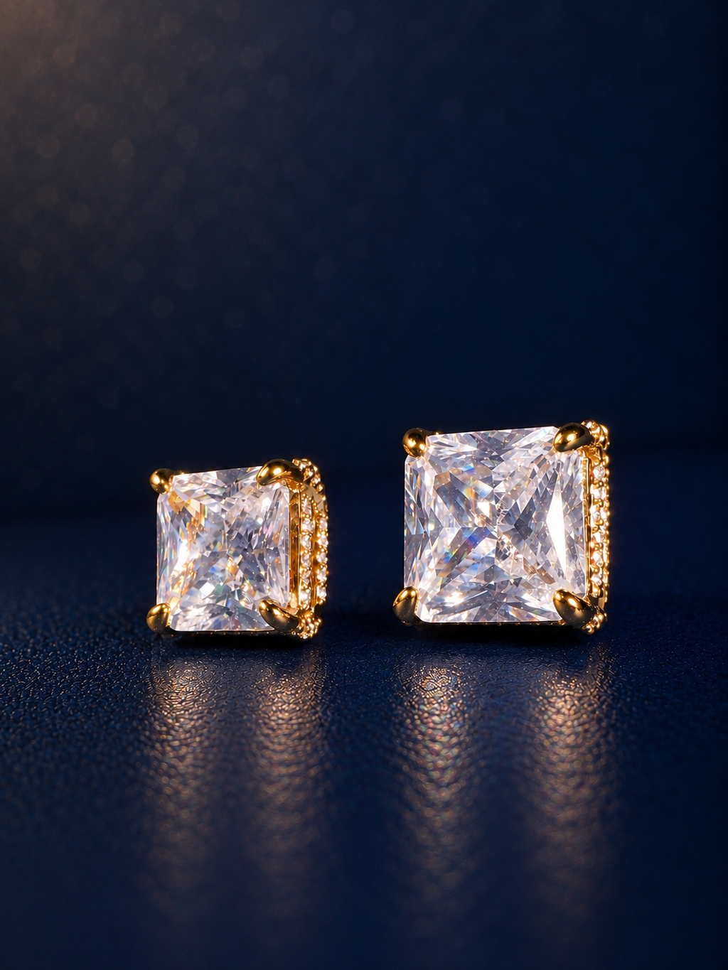 Princess-Cut CZ Statement Stud Earrings