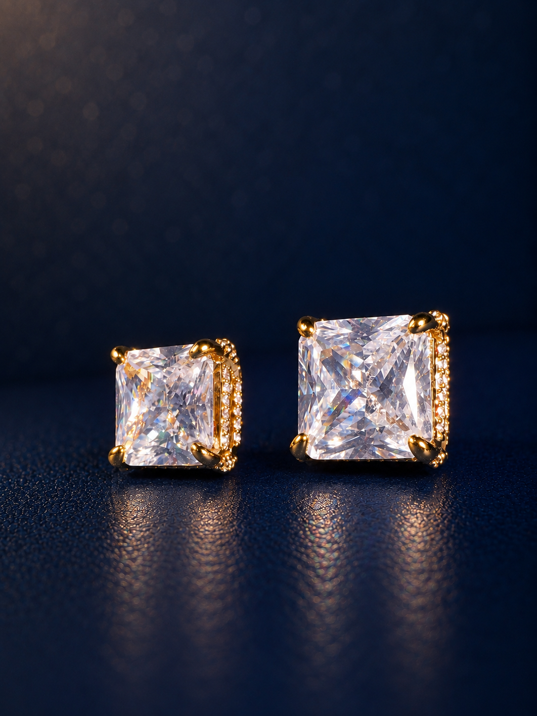 Princess-Cut CZ Statement Stud Earrings