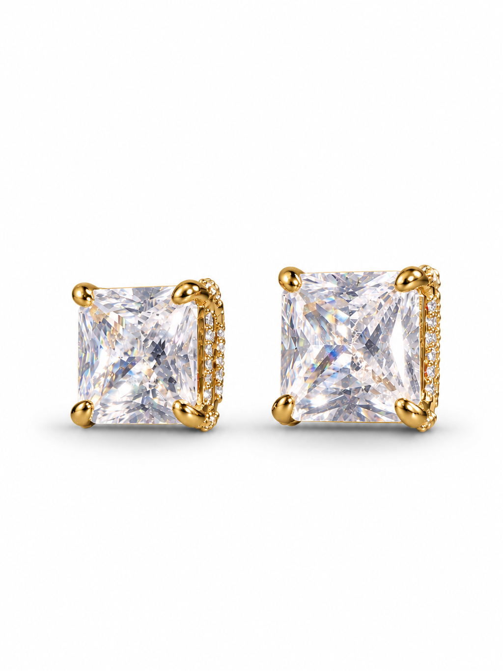 Princess-Cut CZ Statement Stud Earrings