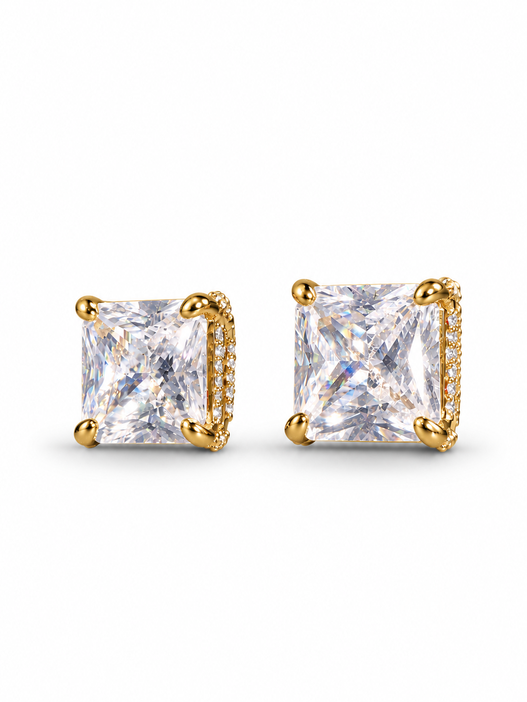Princess-Cut CZ Statement Stud Earrings