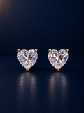 Heart Cut CZ Statement Stud Earrings