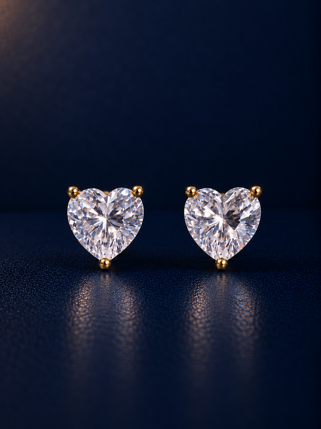 Heart Cut CZ Statement Stud Earrings