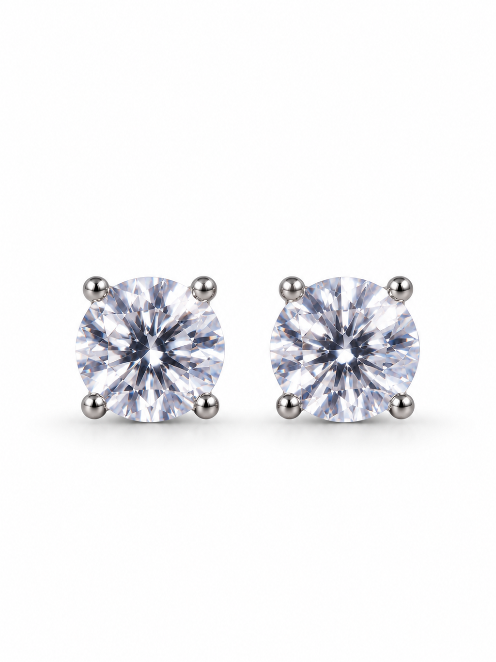 Elevated chunky Round Solitaire CZ Stud Earrings
