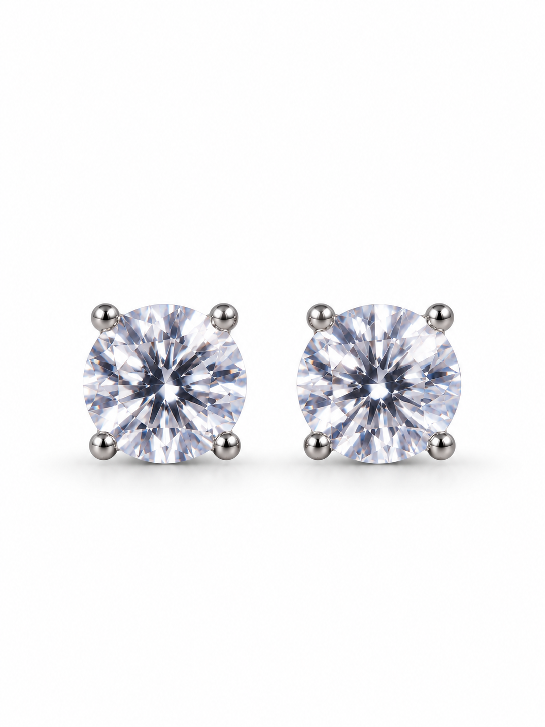 Elevated chunky Round Solitaire CZ Stud Earrings