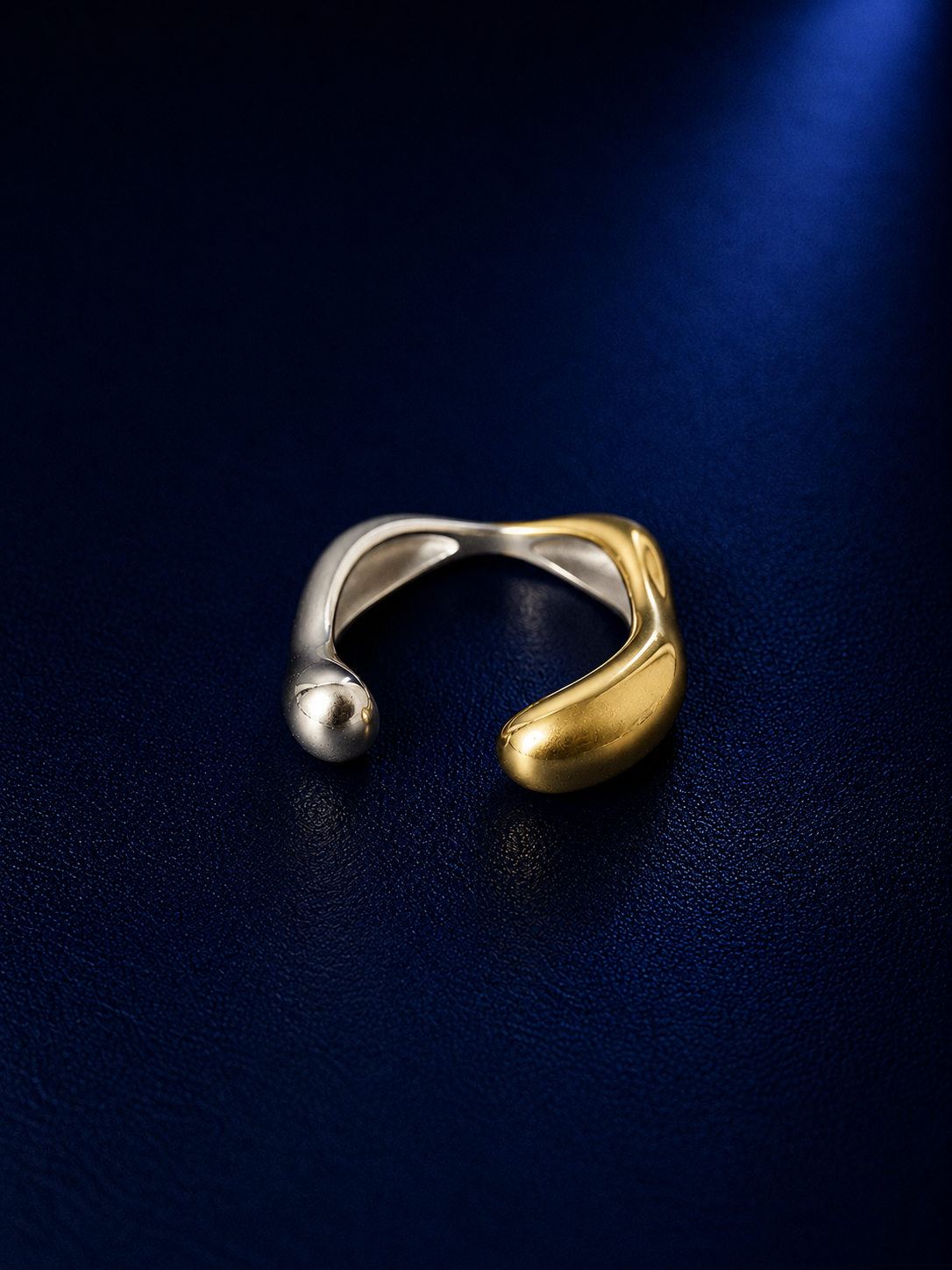 Dual metal Sculptural Open Cuff Statement Ring