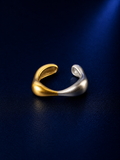Dual metal Sculptural Open Cuff Statement Ring