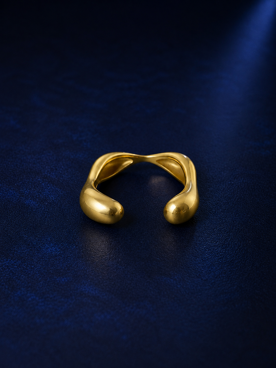 Gold Sculptural Open Cuff Statement Ring