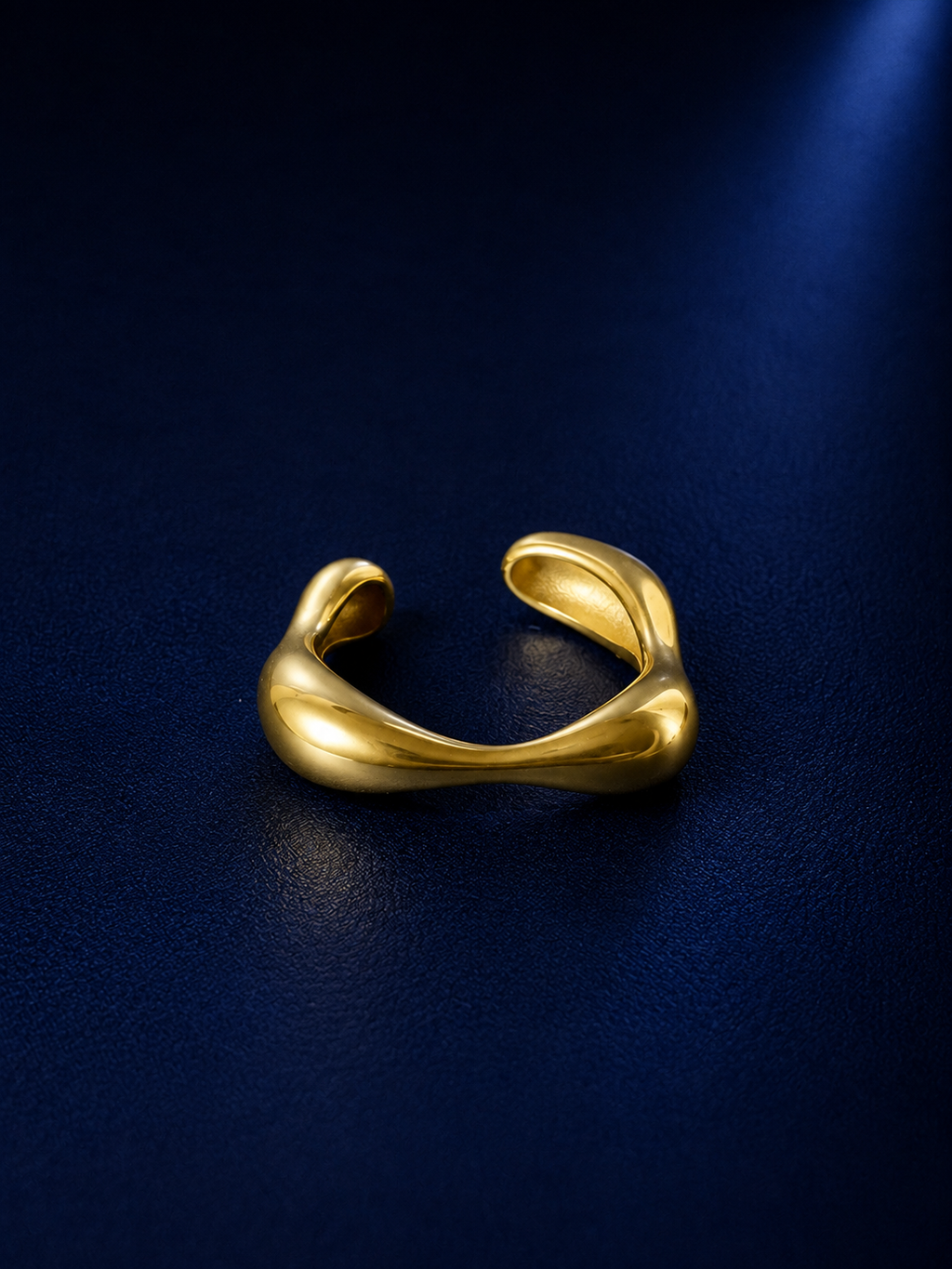 Gold Sculptural Open Cuff Statement Ring