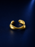Gold Sculptural Open Cuff Statement Ring