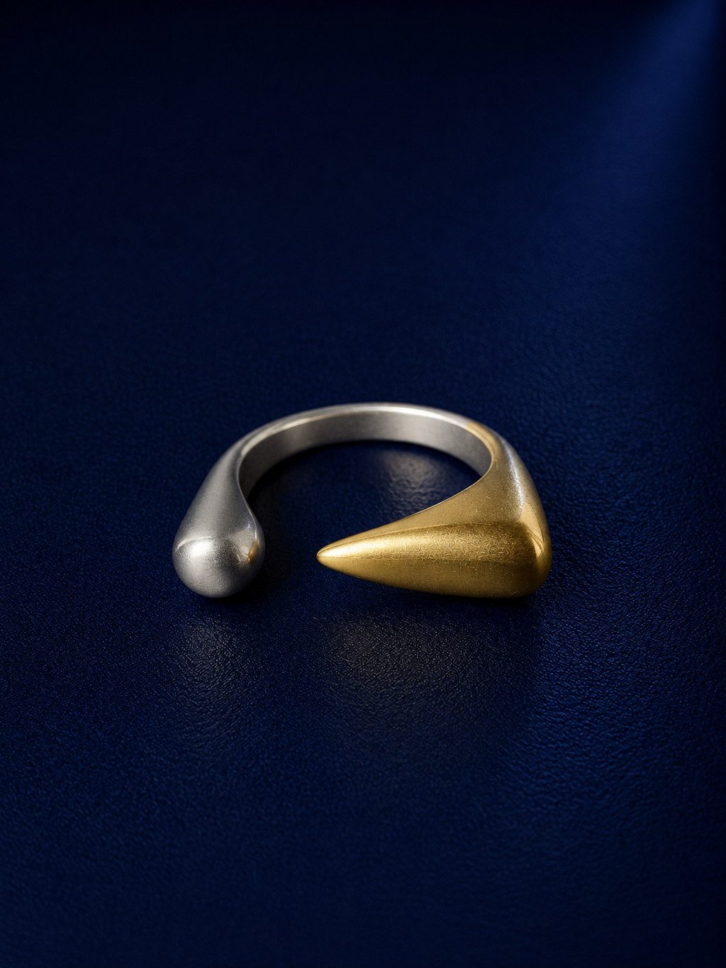 Two-Tone Sculptural Open Cuff Ring