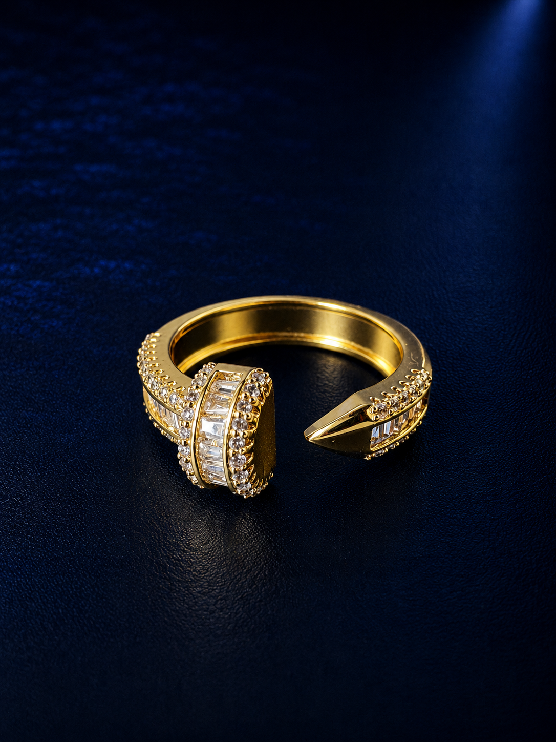 Luxe Open-End Pavé Baguette Statement Ring