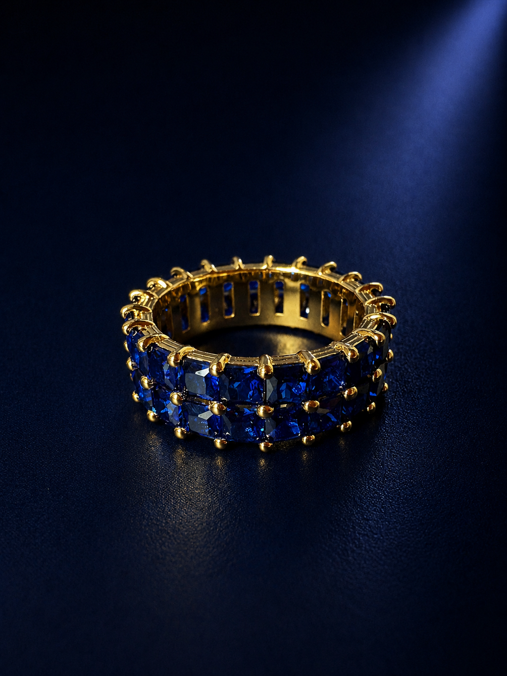 Royal Blue Double-Row Gemstone Ring