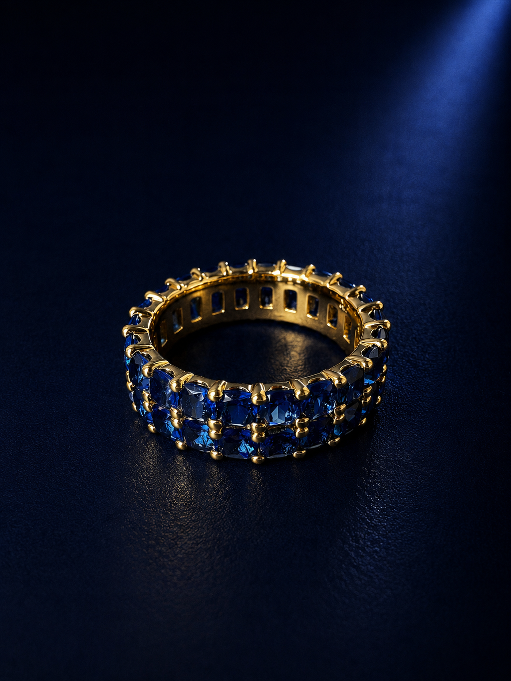 Sapphire Blue Double-Row Eternity Ring