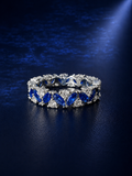 Sapphire & Crystal Floral Eternity Ring