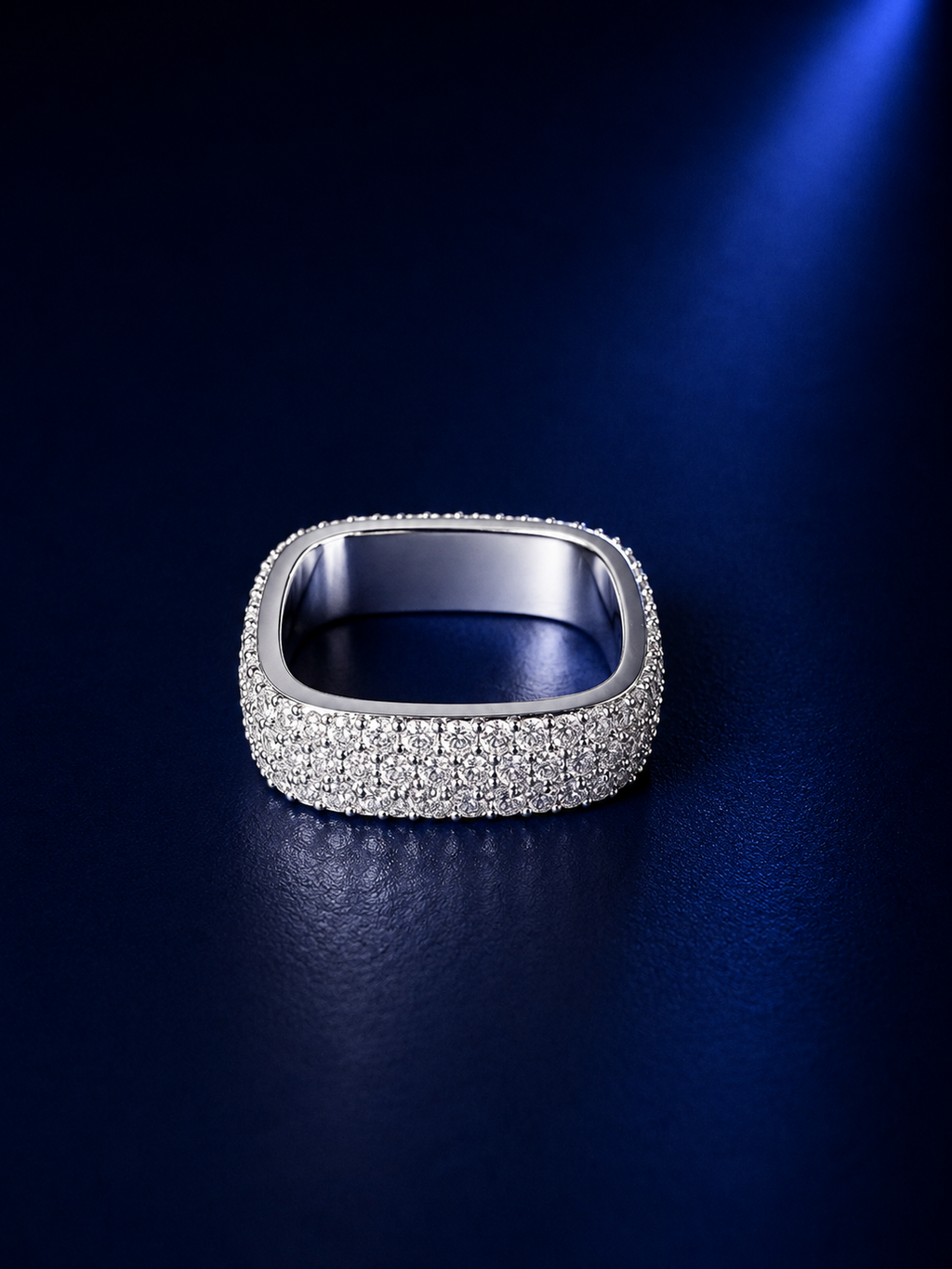 Silver Rounded-Square Statement Ring