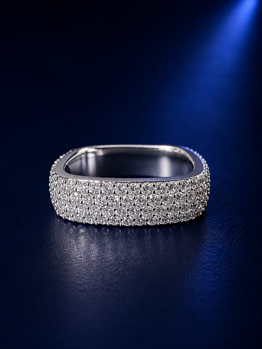 Silver Rounded-Square Statement Ring