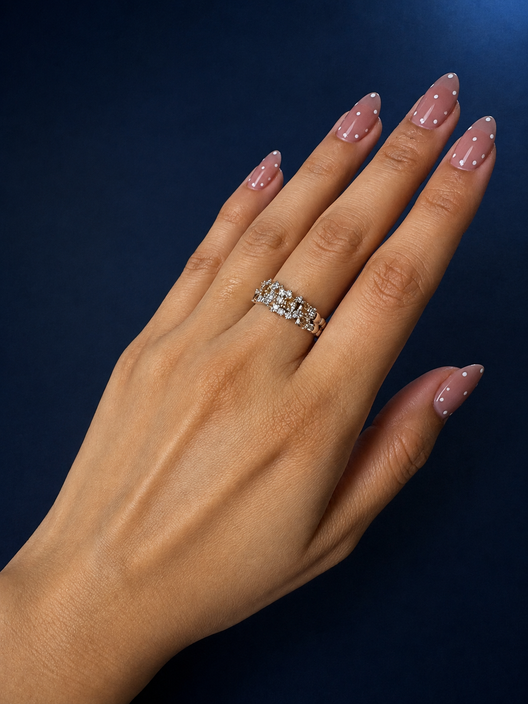 Champagne Floral Cluster Statement Ring