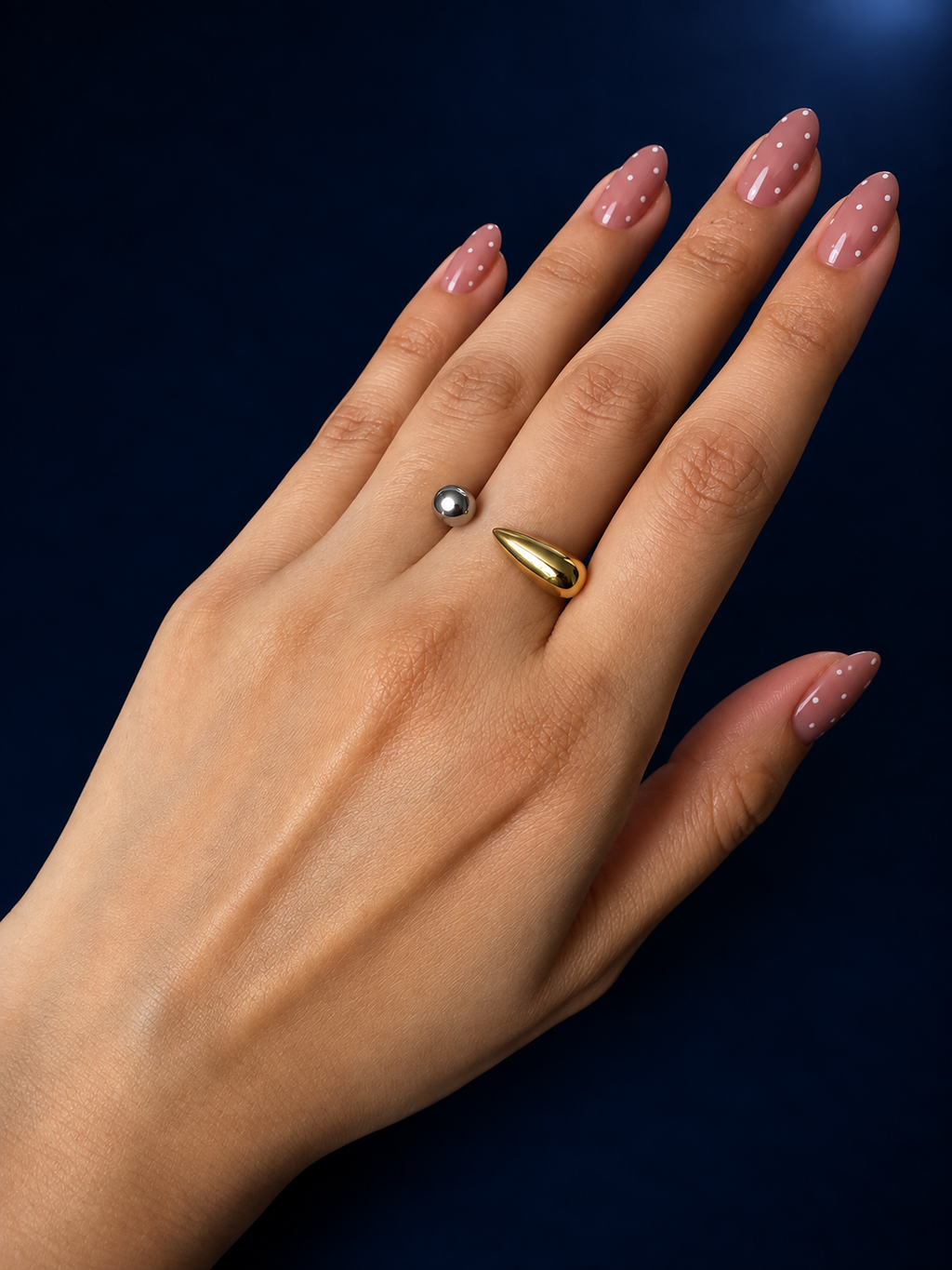 Two-Tone Sculptural Open Cuff Ring