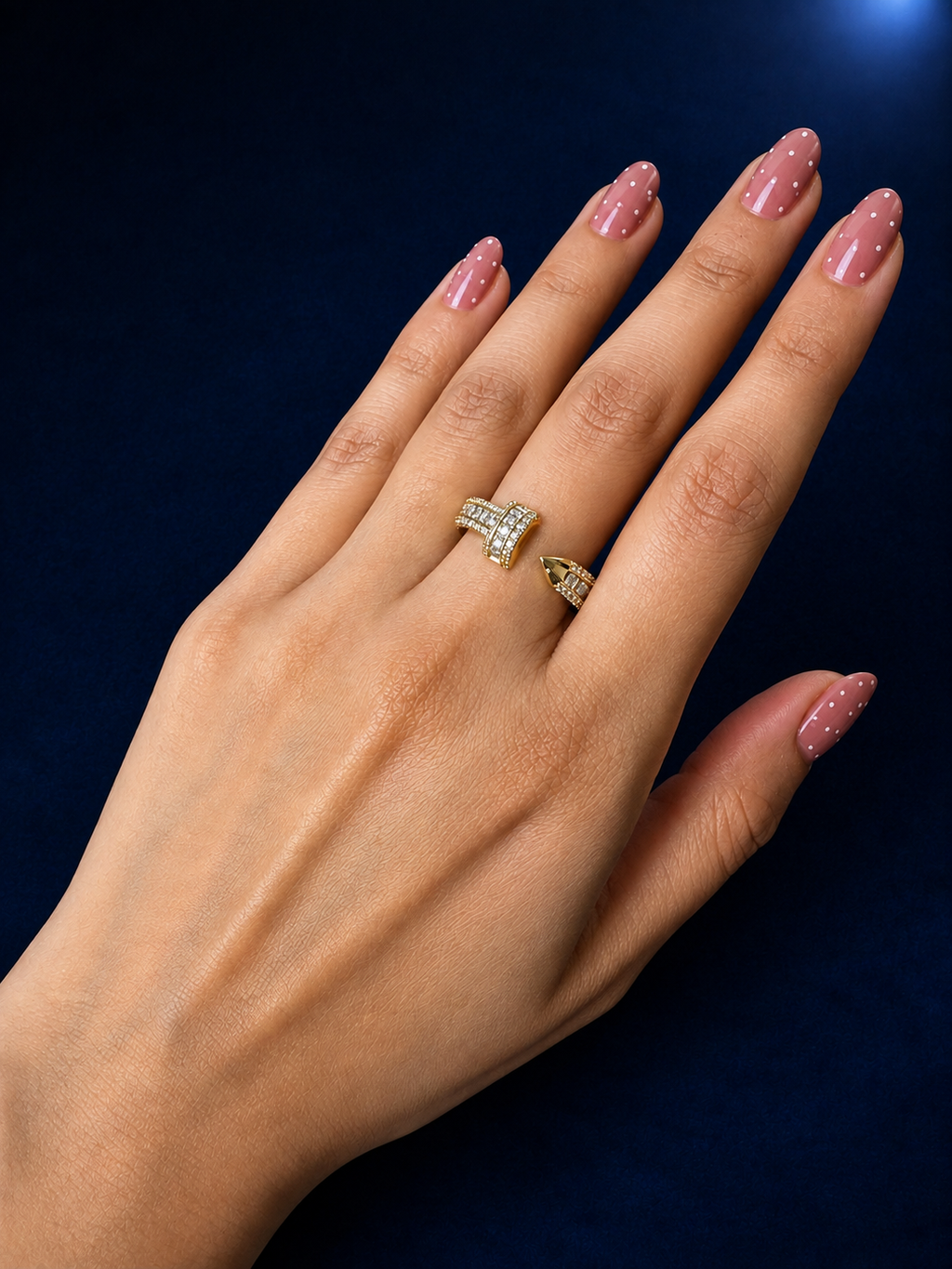 Luxe Open-End Pavé Baguette Statement Ring