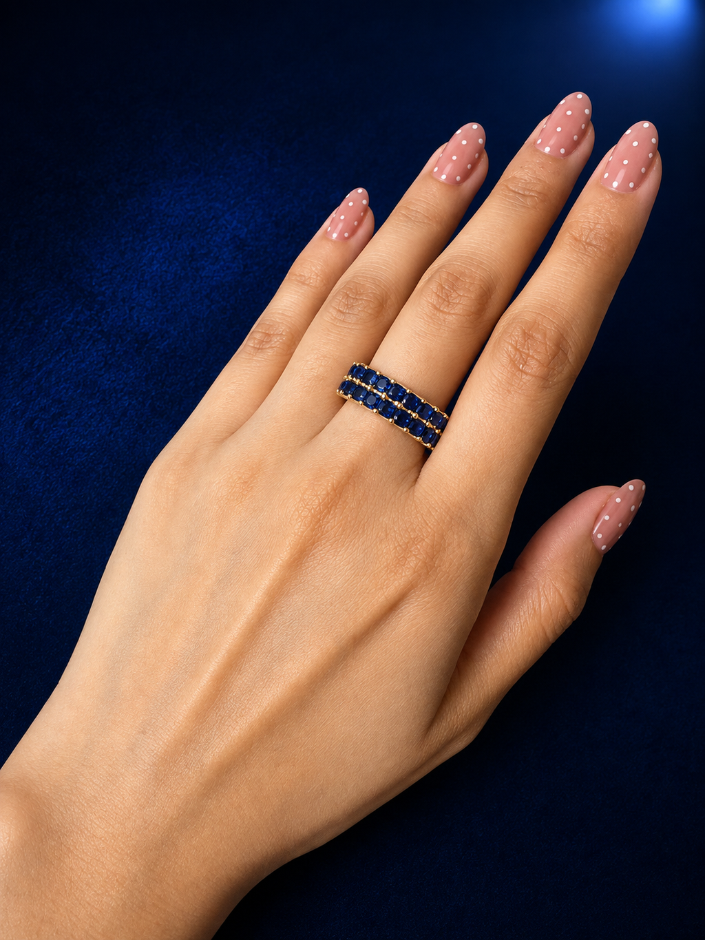 Royal Blue Double-Row Gemstone Ring