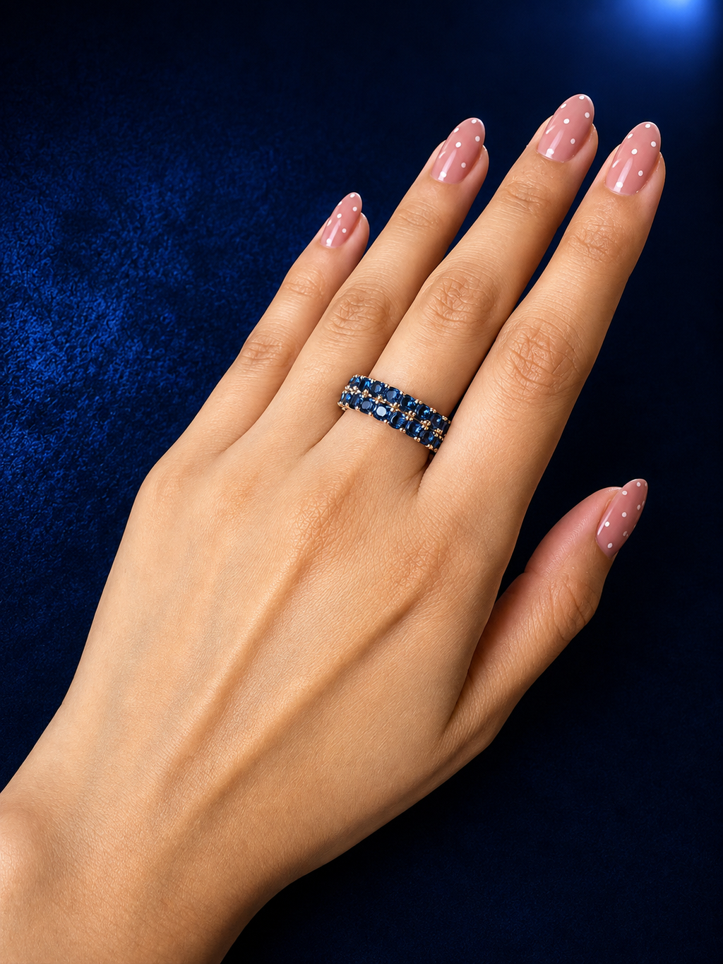 Sapphire Blue Double-Row Eternity Ring