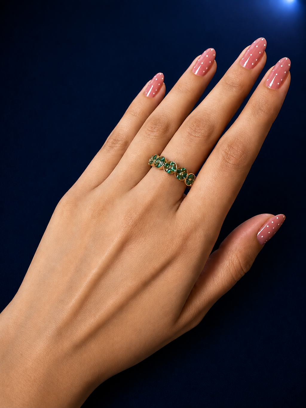 Emerald Floral Link Statement Ring