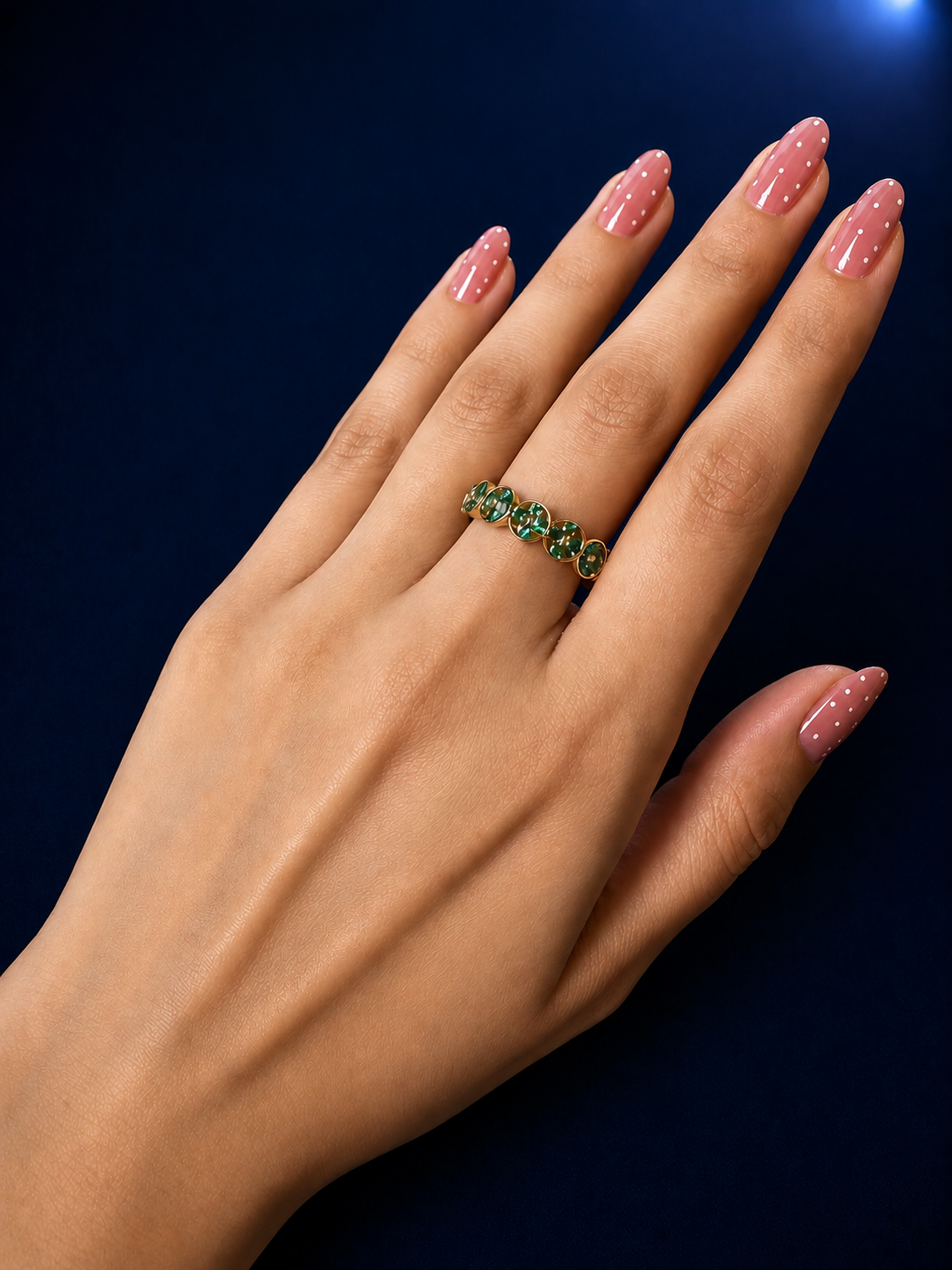 Emerald Floral Link Statement Ring