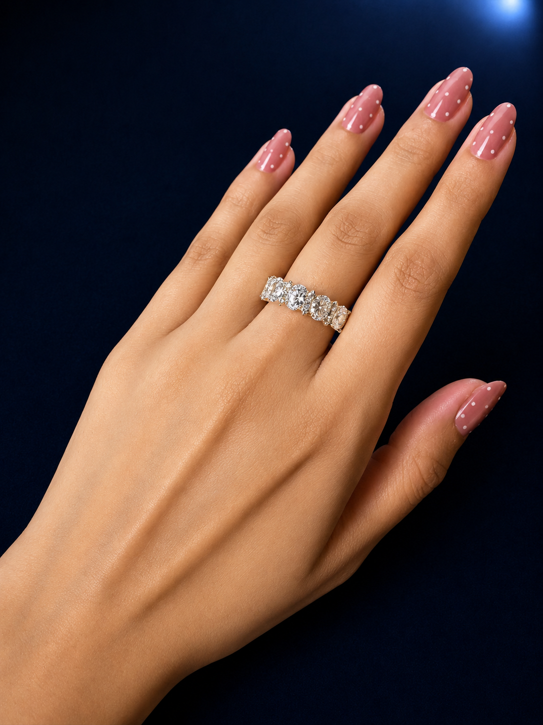 Oval CZ Eternity Band Ring