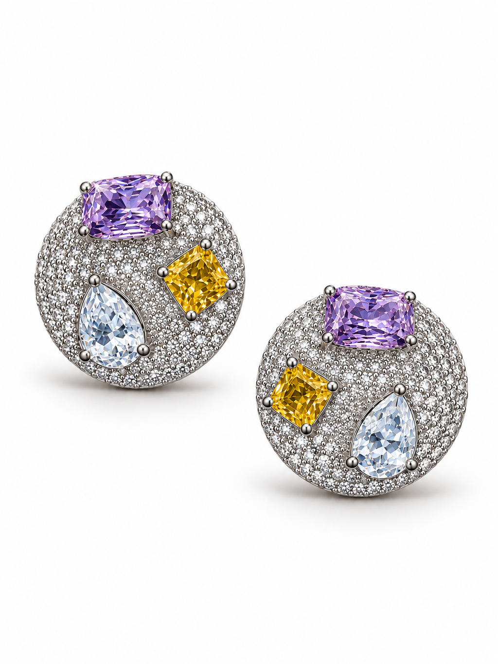 Disco Ball Pavé Statement Stud Earrings