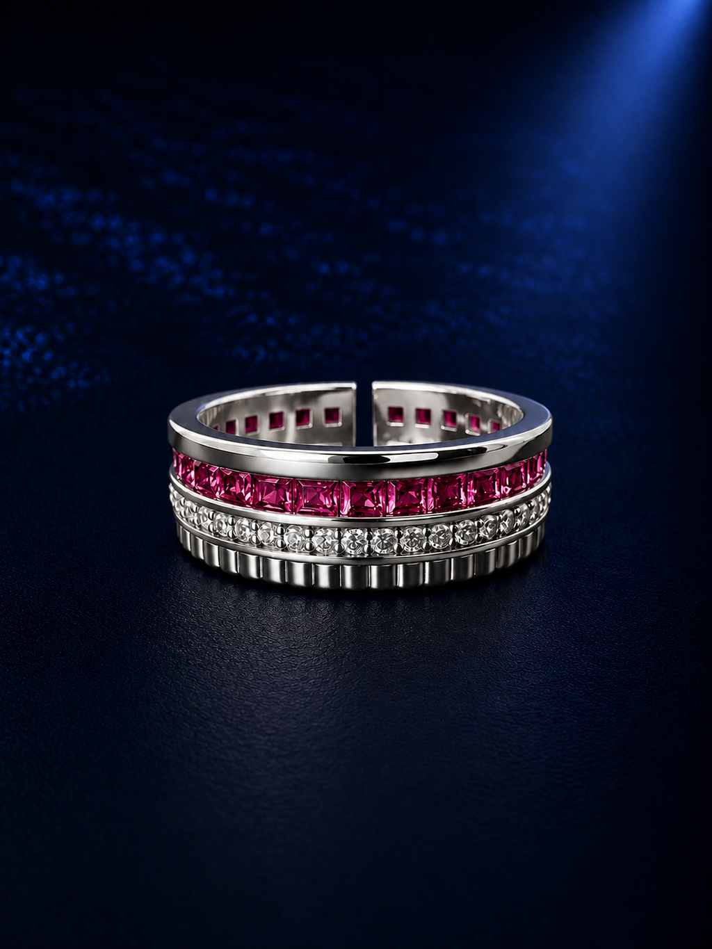 Magenta Pavé Open Cuff Ring