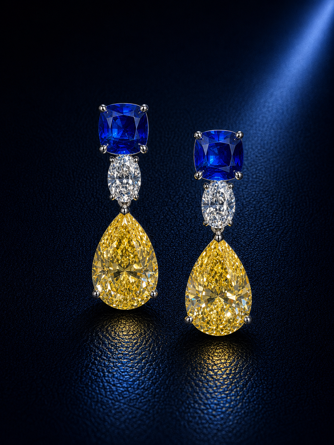 Blue & Yellow Teardrop Statement Earring