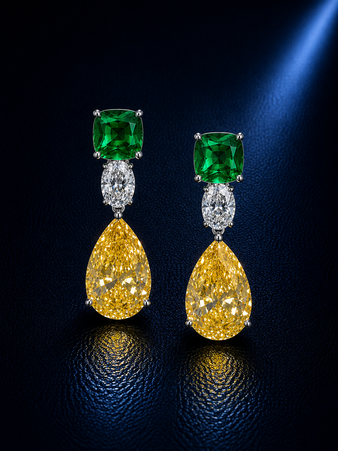 Green & Yellow Teardrop Statement Earrings