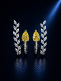 Yellow Leaf Vine Pear-Cut Earrings