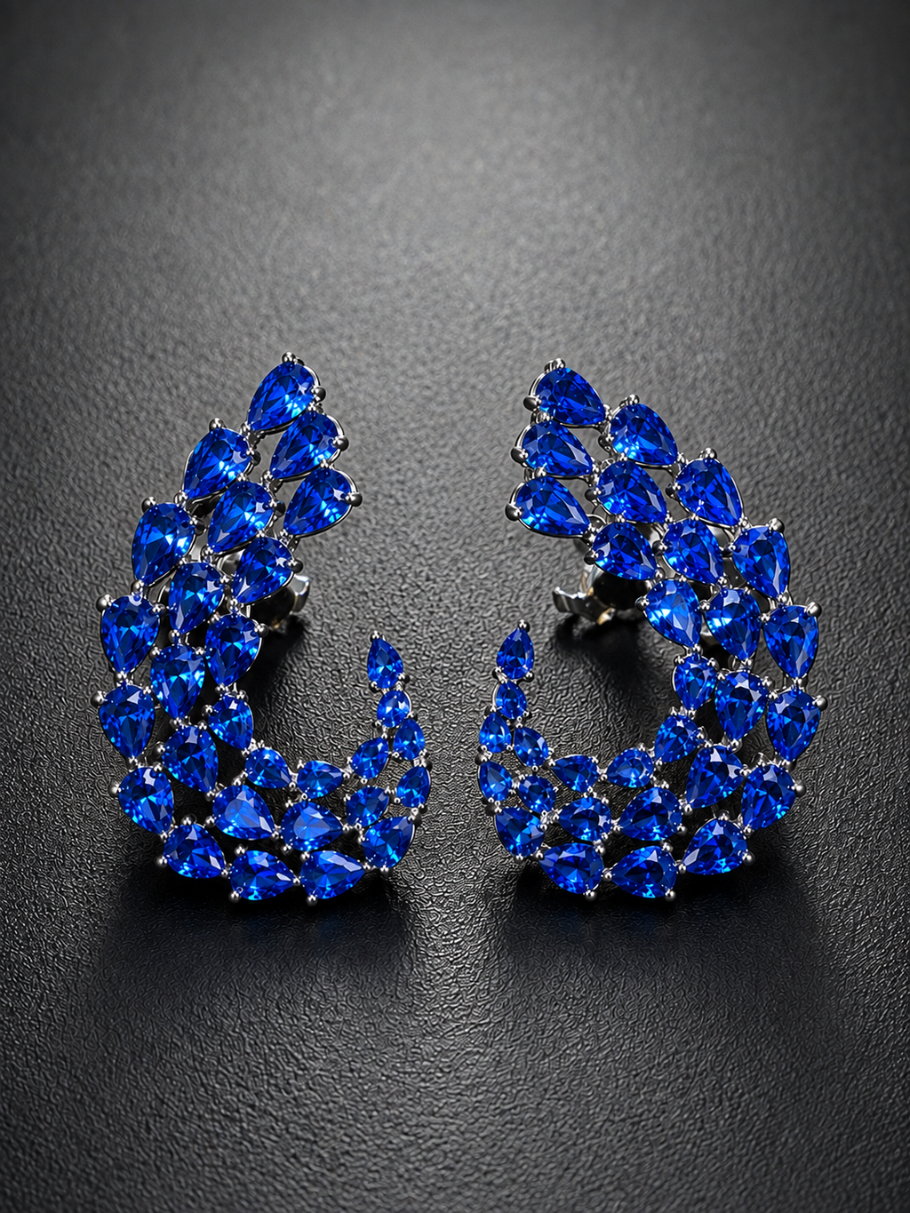 Blue Cascading Cascading Pear Cut Earring