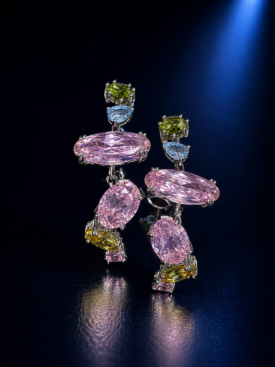 Multicolor irregular stones open hoops