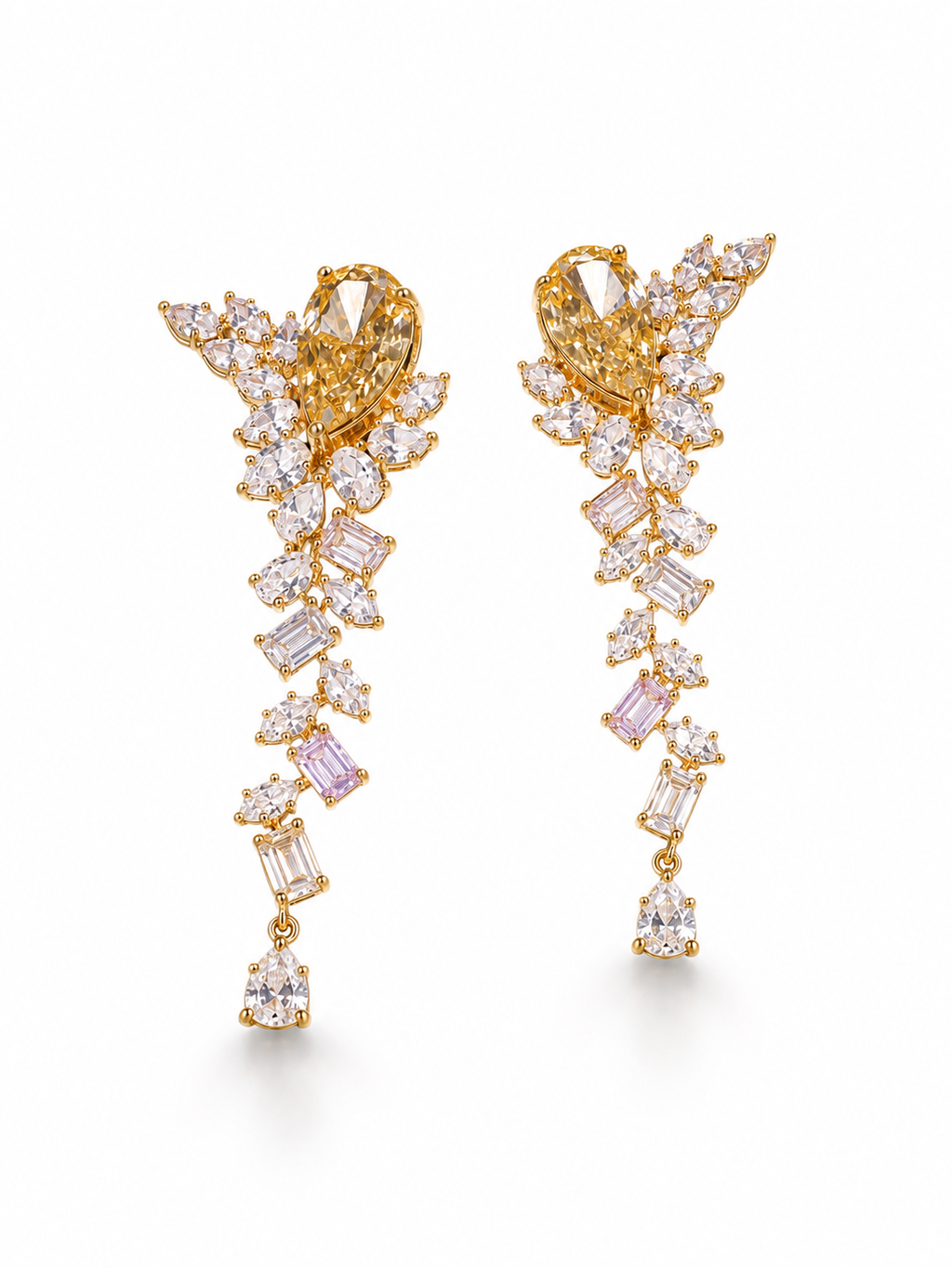 Golden Cascade Statement Earrings