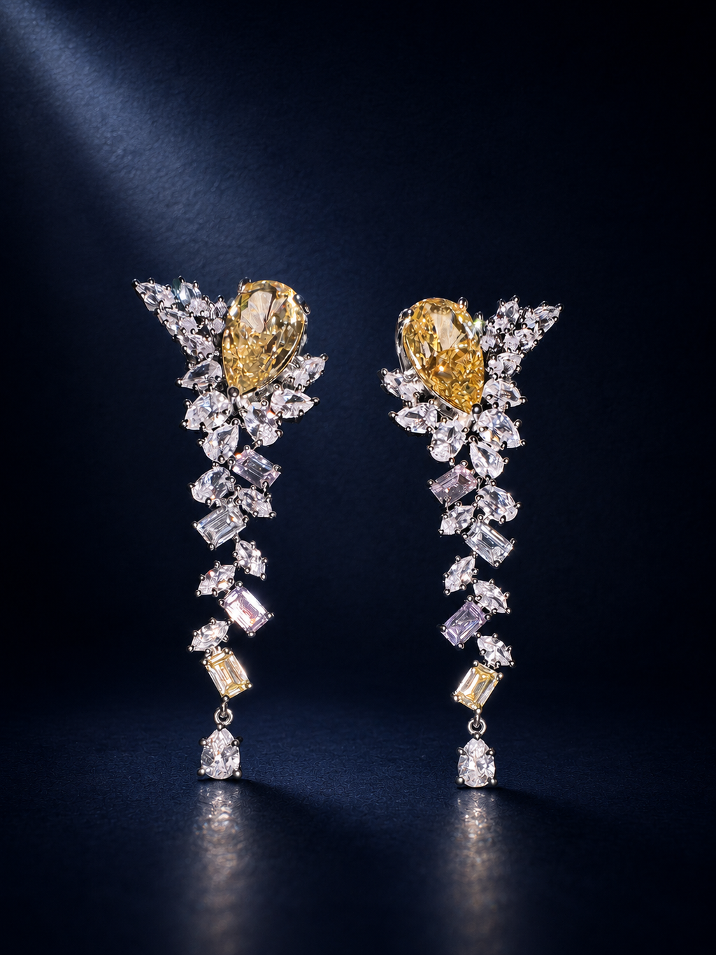Silver Cascade Statement Earrings